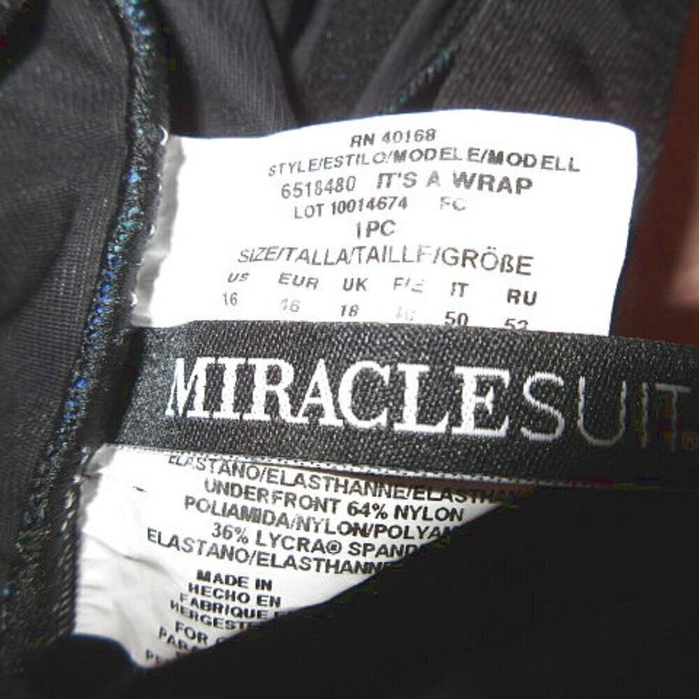 Miraclesuit It's a Wrap Swimsuit Size 16 One Piece Cabana Chic Ruched Slimming - Picture 4 of 10